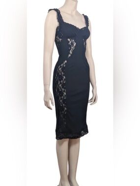 Dolce & Gabbana Black Lace-Trim Midi Dress